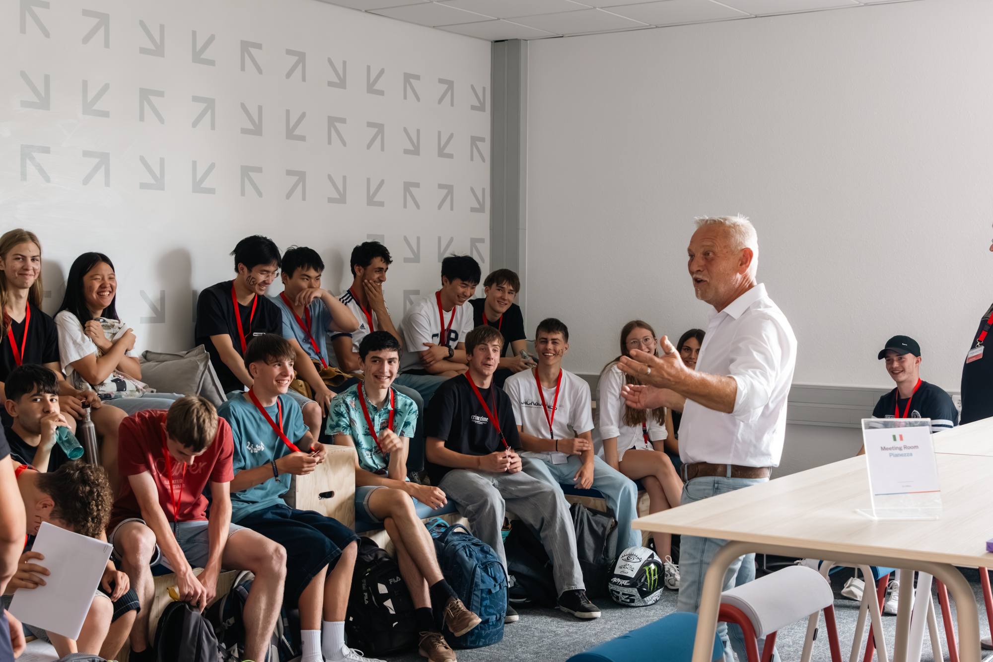 Man talking before a class